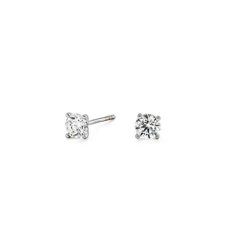 Earrings |   18Ct White Gold 0.23Ct Round Diamond 4 Claw Stud Earrings Earrings Earrings