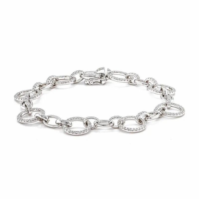 Bracelets & Bangles |   18Ct White Gold Brilliant Brilliant Diamond Round Link Bracelet Bracelets & Bangles Bracelets & Bangles