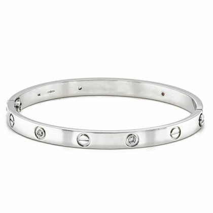 Bracelets & Bangles |   18Ct White Gold Brilliant Cut 0.16Ct Diamond Screw Bangle Bracelets & Bangles Bracelets & Bangles