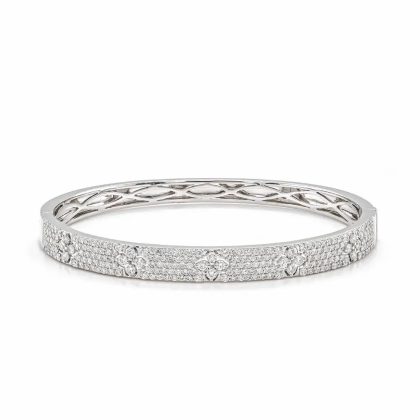 Bracelets & Bangles |   18Ct White Gold Brilliant Cut Diamond Flower Pattern Bangle Bracelets & Bangles Bracelets & Bangles