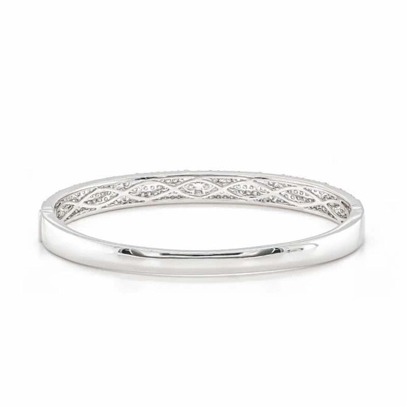 Bracelets & Bangles |   18Ct White Gold Brilliant Cut Diamond Flower Pattern Bangle Bracelets & Bangles Bracelets & Bangles