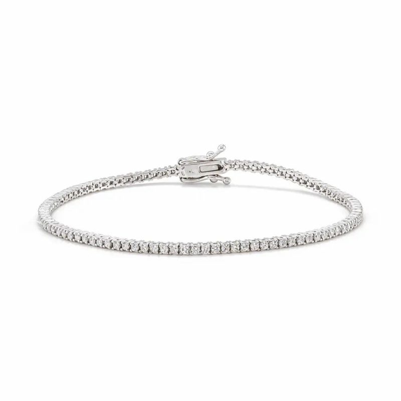 Bracelets & Bangles |   18Ct White Gold Brilliant Cut Diamond Line Bracelet 1.45Ct Bracelets & Bangles Bracelets & Bangles