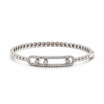 Bracelets & Bangles |   18Ct White Gold Brilliant Cut Diamond Open Bar Bangle Bracelets & Bangles Bracelets & Bangles