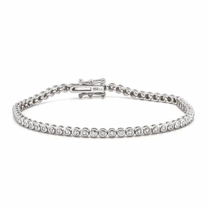 Bracelets & Bangles |   18Ct White Gold Brilliant Cut Diamond Rubover Line Bracelet Bracelets & Bangles Bracelets & Bangles