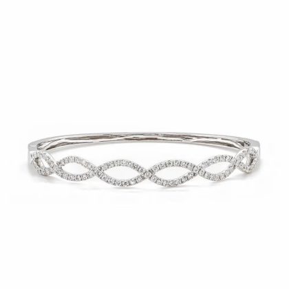 Bracelets & Bangles |   18Ct White Gold Brilliant Cut Diamond Set Halfway Twist Bangle Bracelets & Bangles Bracelets & Bangles