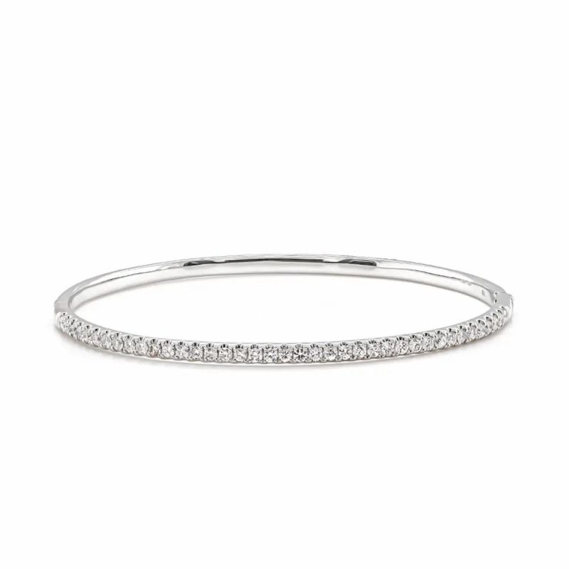 Bracelets & Bangles |   18Ct White Gold Brilliant Diamond Bangle 1.00Ct Bracelets & Bangles Bracelets & Bangles