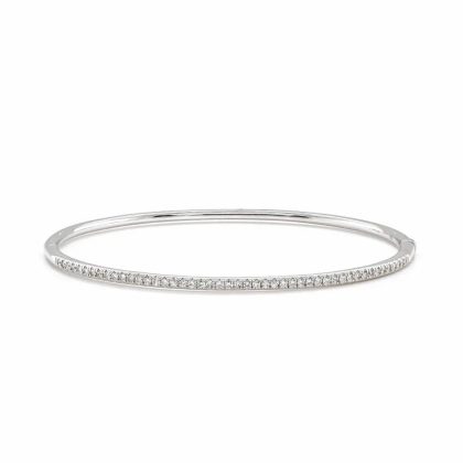 Bracelets & Bangles |   18Ct White Gold Brilliant Diamond Half Set Bangle 0.50Ct Bracelets & Bangles Bracelets & Bangles