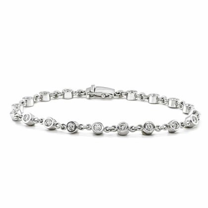 Bracelets & Bangles |   18Ct White Gold Diamond Rub Over Chain Bracelet 1.16Cts Bracelets & Bangles Bracelets & Bangles