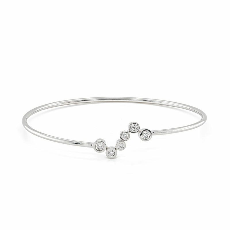 Bracelets & Bangles |   18Ct White Gold Diamond Rub Set Flexi Bangle .36Cts Bracelets & Bangles Bracelets & Bangles