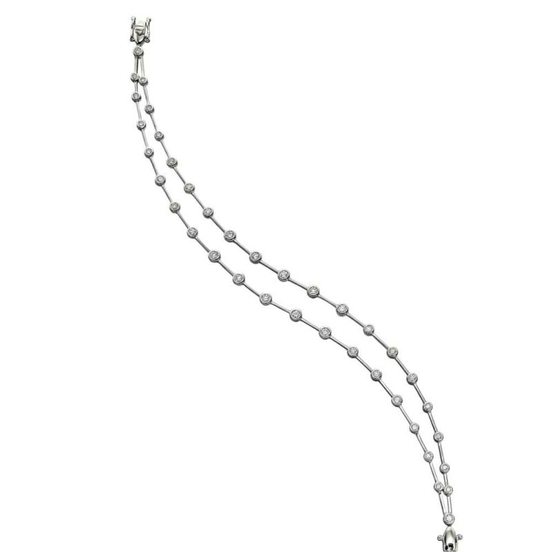 Bracelets & Bangles |   18Ct White Gold Double Strand Diamond Bubble Bracelet .92Cts Bracelets & Bangles Bracelets & Bangles