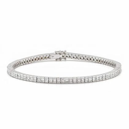 Bracelets & Bangles |   18Ct White Gold Princess Cut Diamond Line Bracelet Bracelets & Bangles Bracelets & Bangles