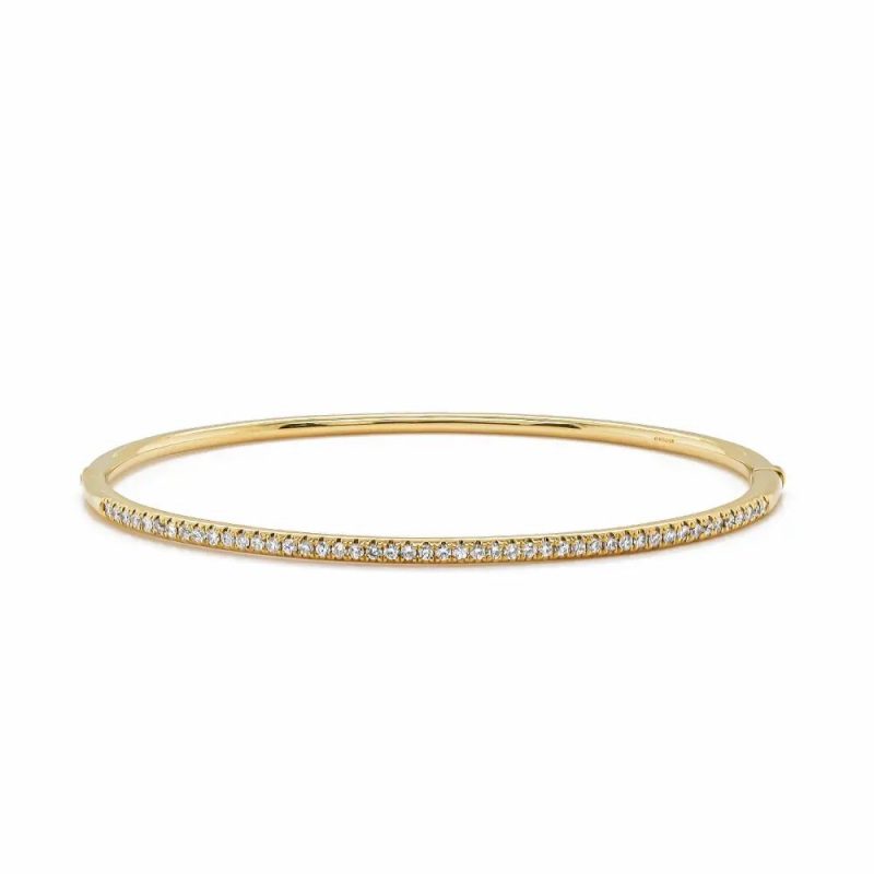 Bracelets & Bangles |   18Ct Yellow Gold Brilliant Cut Diamond Half Set Bangle 0.50Ct Bracelets & Bangles Bracelets & Bangles