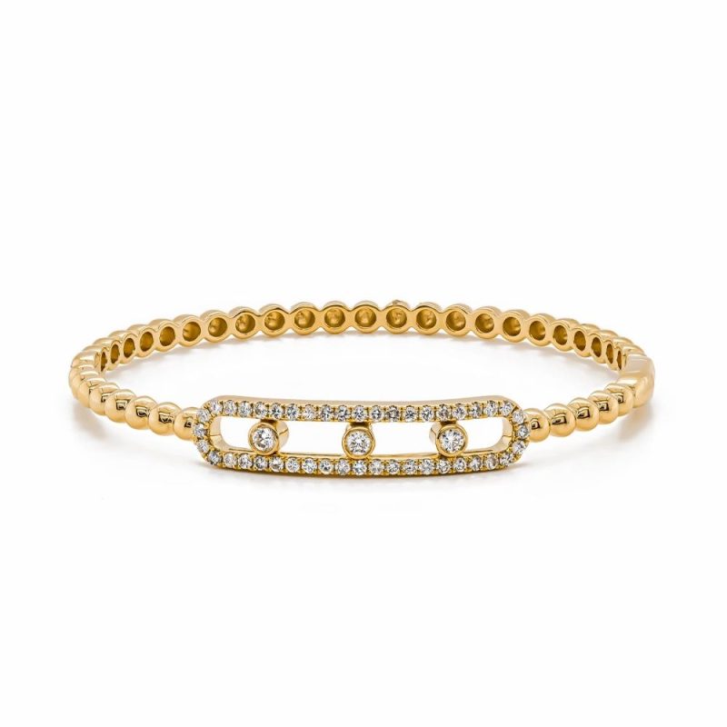 Bracelets & Bangles |   18Ct Yellow Gold Brilliant Cut Diamond Open Bar Bangle Bracelets & Bangles Bracelets & Bangles