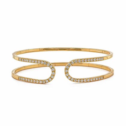 Bracelets & Bangles |   18Ct Yellow Gold Brilliant Cut Diamond Open Loop Bangle Bracelets & Bangles Bracelets & Bangles