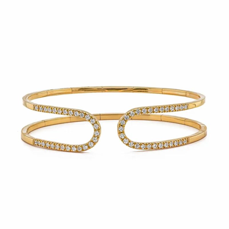 Bracelets & Bangles |   18Ct Yellow Gold Brilliant Cut Diamond Open Loop Bangle Bracelets & Bangles Bracelets & Bangles