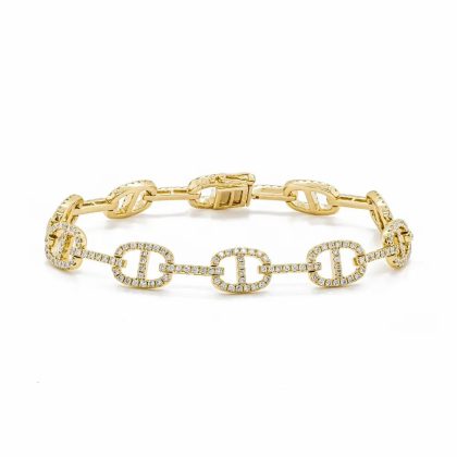 Bracelets & Bangles |   18Ct Yellow Gold Brilliant Cut Diamond Oval Bar Link Bracelet Bracelets & Bangles Bracelets & Bangles