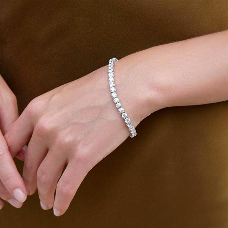 Bracelets & Bangles |   9.5Ct Silver Hailey Round Prong Tennis Bracelet Cb925W-Hail-W4-S Bracelets & Bangles Bracelets & Bangles