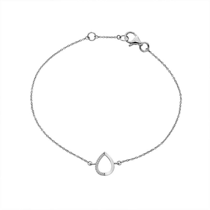 Bracelets & Bangles |   9Ct White Gold/Diamond Teardrop Bracelet Gb008 Bracelets & Bangles Bracelets & Bangles