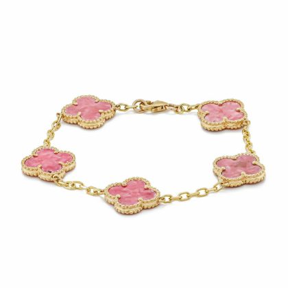 Bracelets & Bangles |   9Ct Yellow Gold Rhodolite Four Leaf Clover Bracelet Bracelets & Bangles Bracelets & Bangles