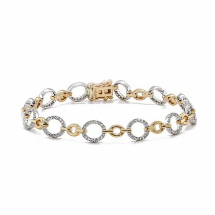 Bracelets & Bangles |   9Ct Yellow & White Gold Open Link 0.77Ct Diamond Bracelet Bracelets & Bangles Bracelets & Bangles