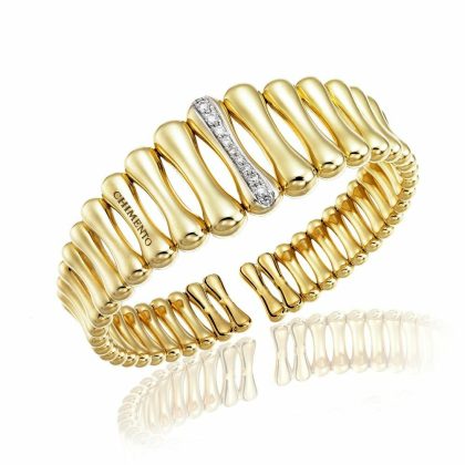 Bracelets & Bangles |   Bamboo Over 18Ct Yellow Gold Diamond Set Bangle 1B05894B12180 Bracelets & Bangles Bracelets & Bangles