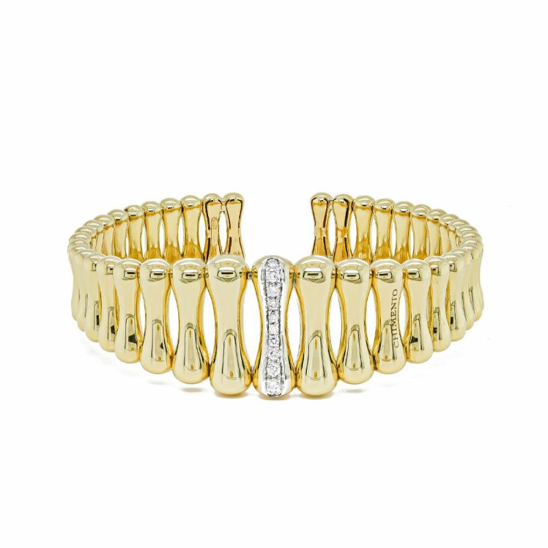 Bracelets & Bangles |   Bamboo Over 18Ct Yellow Gold Diamond Set Bangle 1B05894B12180 Bracelets & Bangles Bracelets & Bangles