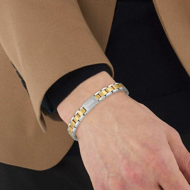 Bracelets & Bangles |   Essentials Two Tone Steel Link Bracelet 1580195 Bracelets & Bangles Bracelets & Bangles