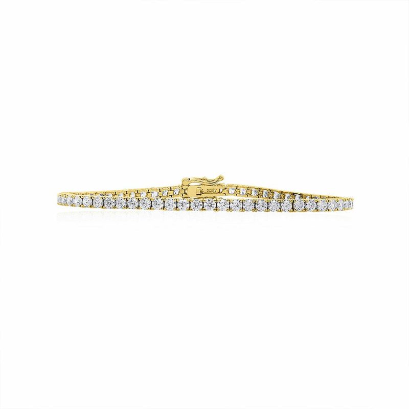 Bracelets & Bangles |   Francine Silver Gold Plated Tennis Bracelet Cb925Y-Fran-W2.5-L Bracelets & Bangles Bracelets & Bangles