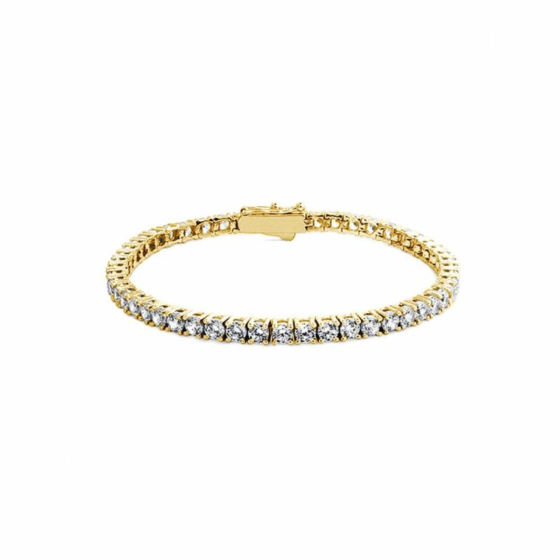 Bracelets & Bangles |   Francine Silver Gold Plated Tennis Bracelet Cb925Y-Fran-W2.5-L Bracelets & Bangles Bracelets & Bangles