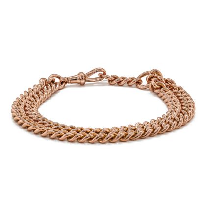 Bracelets & Bangles |   Pre-Owned 9Ct Rose Gold 2 Row Curb Chain Bracelet Bracelets & Bangles Bracelets & Bangles