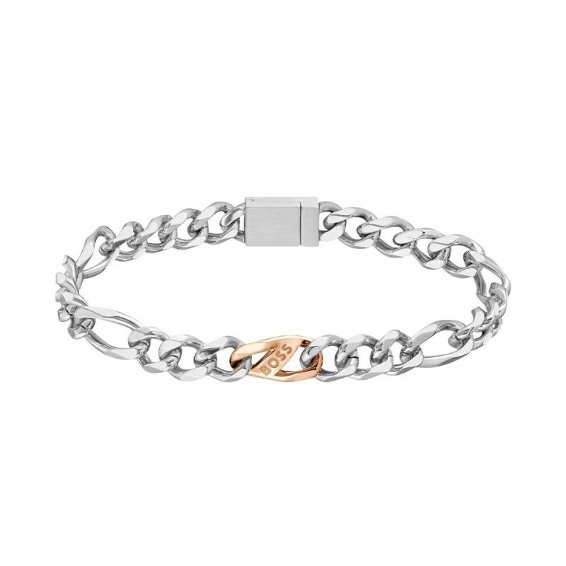 Bracelets & Bangles |   Rian Two Tone Figaro Gents Bracelet 1580613M Bracelets & Bangles Bracelets & Bangles