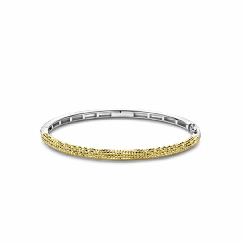 Bracelets & Bangles |   Silver And Gold Plated Beaded Bangle 23004Sy Bracelets & Bangles Bracelets & Bangles