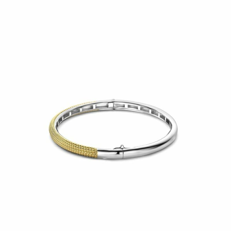 Bracelets & Bangles |   Silver And Gold Plated Beaded Bangle 23004Sy Bracelets & Bangles Bracelets & Bangles