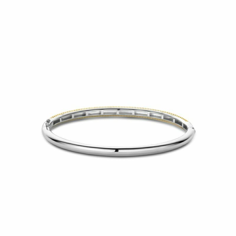 Bracelets & Bangles |   Silver And Gold Plated Beaded Bangle 23004Sy Bracelets & Bangles Bracelets & Bangles