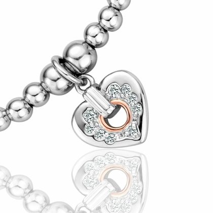 Bracelets & Bangles |   Silver Cariad Sparkle Heart Beaded Bracelet 3Sbb85 Bracelets & Bangles Bracelets & Bangles