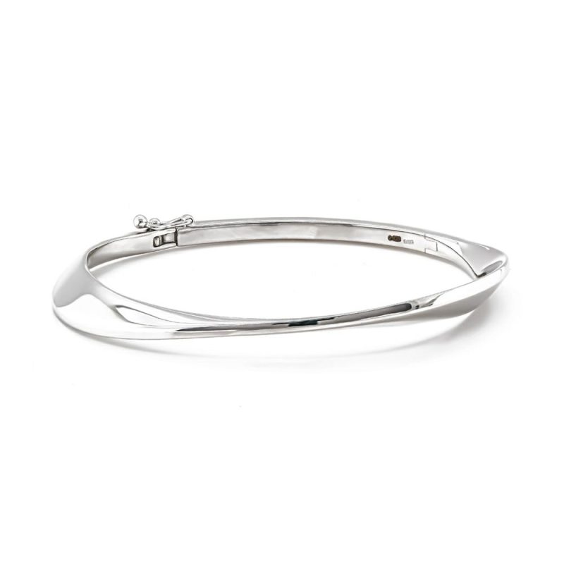 Bracelets & Bangles |   Silver Plain Polished Twist Flat Edged Bangle Bracelets & Bangles Bracelets & Bangles