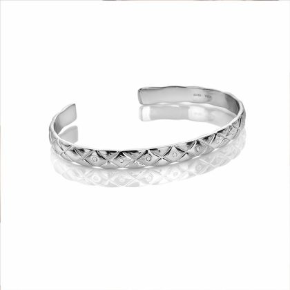 Bracelets & Bangles |   Silver Quilted White Topaz Bangle Dc180 Bracelets & Bangles Bracelets & Bangles