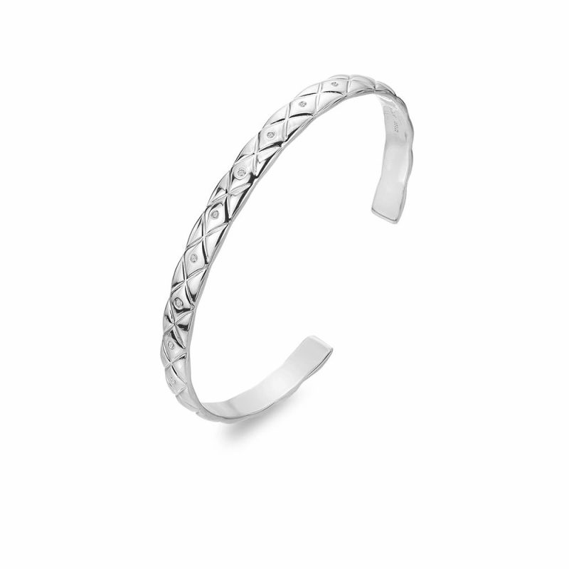 Bracelets & Bangles |   Silver Quilted White Topaz Bangle Dc180 Bracelets & Bangles Bracelets & Bangles