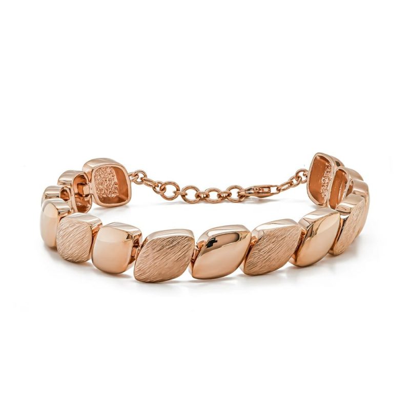 Bracelets & Bangles |   Silver & Rose Gold Plate Satin Lined & Polished Pebble Bracelet Bracelets & Bangles Bracelets & Bangles