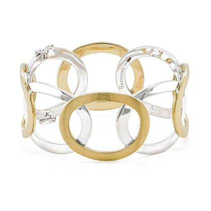 Bracelets & Bangles |   Silver & Yellow Gold Plated Polished & Satin Large Open Oval Link Bangle Bracelets & Bangles Bracelets & Bangles