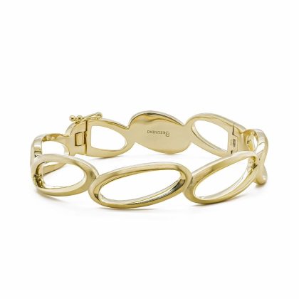 Bracelets & Bangles |   Silver & Yellow Gold Plated Satin Open Oval Link Bangle Bracelets & Bangles Bracelets & Bangles