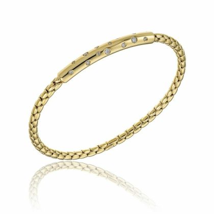 Bracelets & Bangles |   Stretch Spring 18Ct Yellow Gold Diamond Bar Bracelet 1B00920B11180 Bracelets & Bangles Bracelets & Bangles