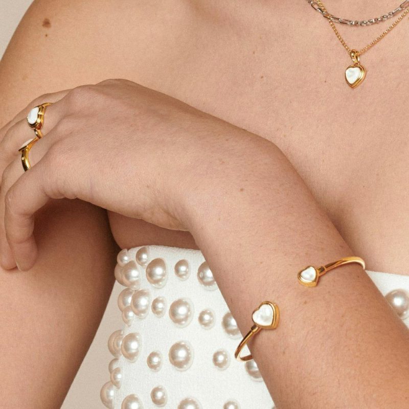 Bracelets & Bangles |   X Jac Jossa Gold Plated Mother Of Pearl Bangle Dc193 Bracelets & Bangles Bracelets & Bangles