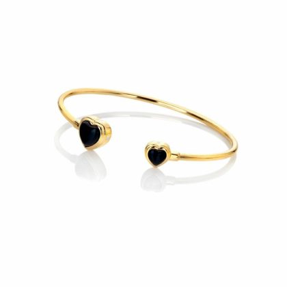 Bracelets & Bangles |   X Jac Jossa Gold Plated Onyx Heart Bangle Dc192 Bracelets & Bangles Bracelets & Bangles