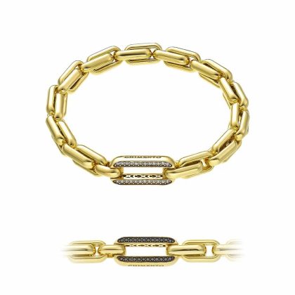 Bracelets & Bangles |   X Tend 18Ct Yellow Gold Bracelet With Black And White Diamonds 1B09481Nb1190 Jewellery Bracelets & Bangles