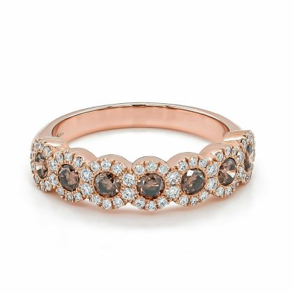 Dress Rings |   18Ct Rose Gold Fancy Brown And White Diamond Cluster Band Dress Rings Dress Rings