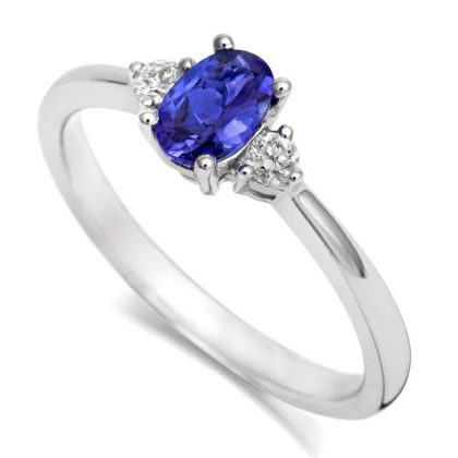 Dress Rings |   18Ct White Gold 0.61Ct Tanzanite & 0.10Ct Diamond Ring Dress Rings Dress Rings