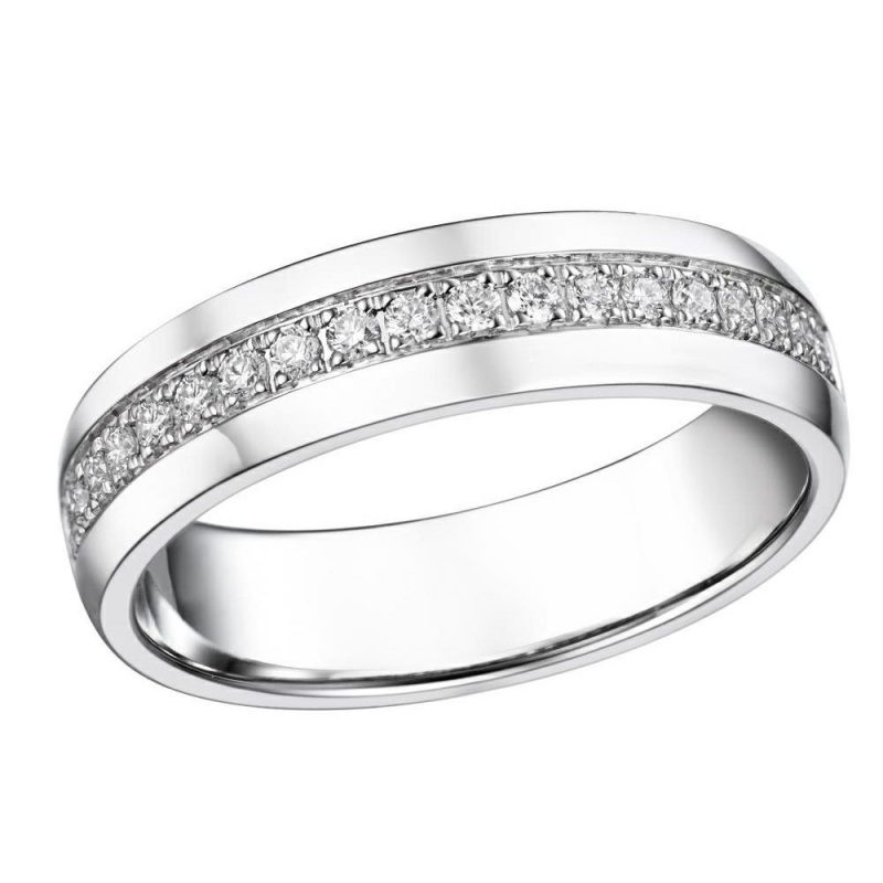 Dress Rings |   18Ct White Gold 5Mm Diamond Lined Band .21Cts Dress Rings Dress Rings