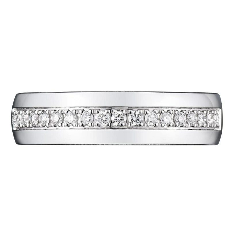 Dress Rings |   18Ct White Gold 5Mm Diamond Lined Band .21Cts Dress Rings Dress Rings