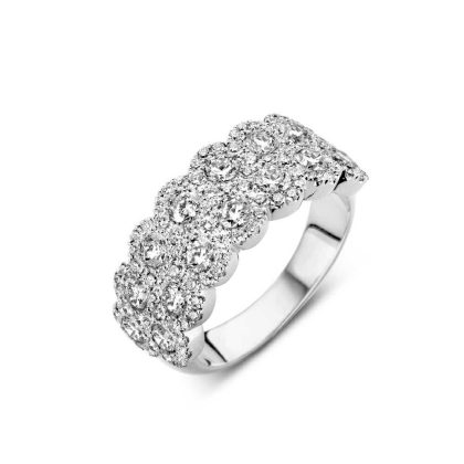 Dress Rings |   18Ct White Gold Double Row Cluster Diamond Band 2.18Ct Dress Rings Dress Rings